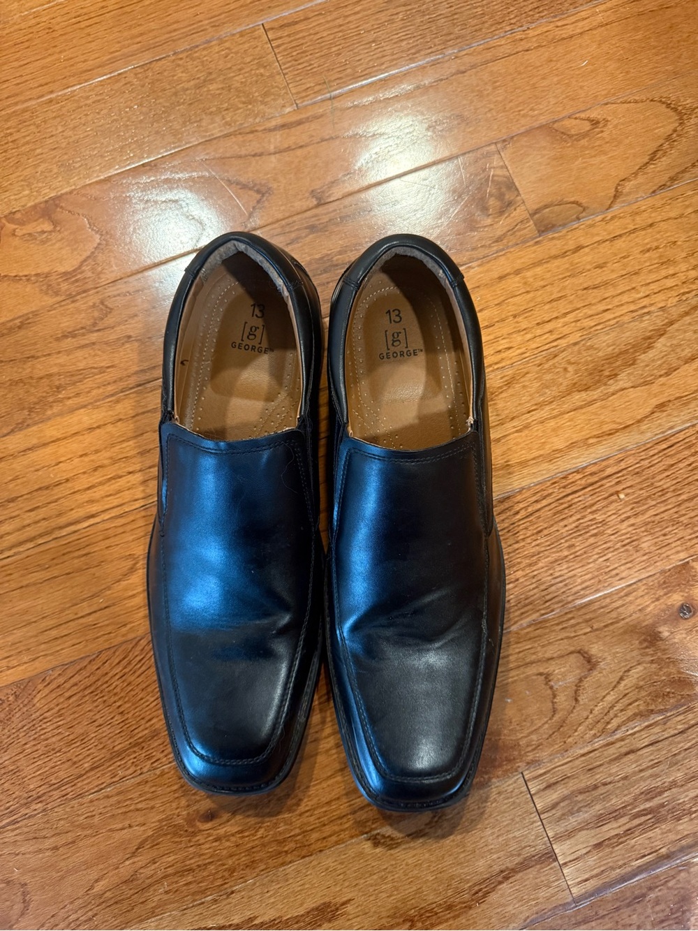 George Men’s Black Leather Slip-On Loafers